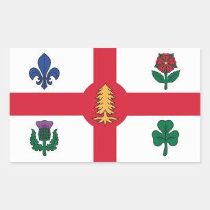 Rectangle sticker with Flag of Montreal, Canada