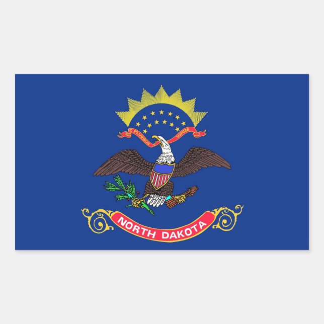 Rectangle sticker with Flag of North Dakota (Front)