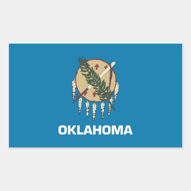 Rectangle sticker with Flag of Oklahoma, U.S.A. (Front)