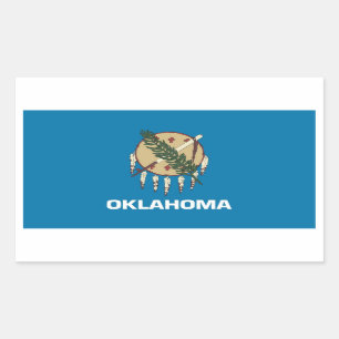 Rectangle sticker with Flag of Oklahoma, U.S.A.