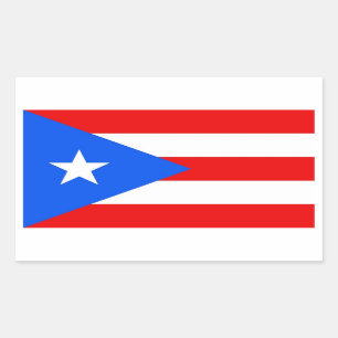 Rectangle sticker with Flag of Puerto Rico, U.S.A.
