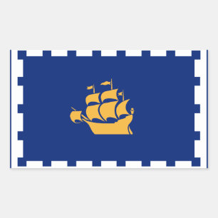 Rectangle sticker with Flag of Quebec City, Canada
