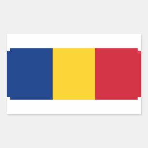 Rectangle sticker with Flag of Romania