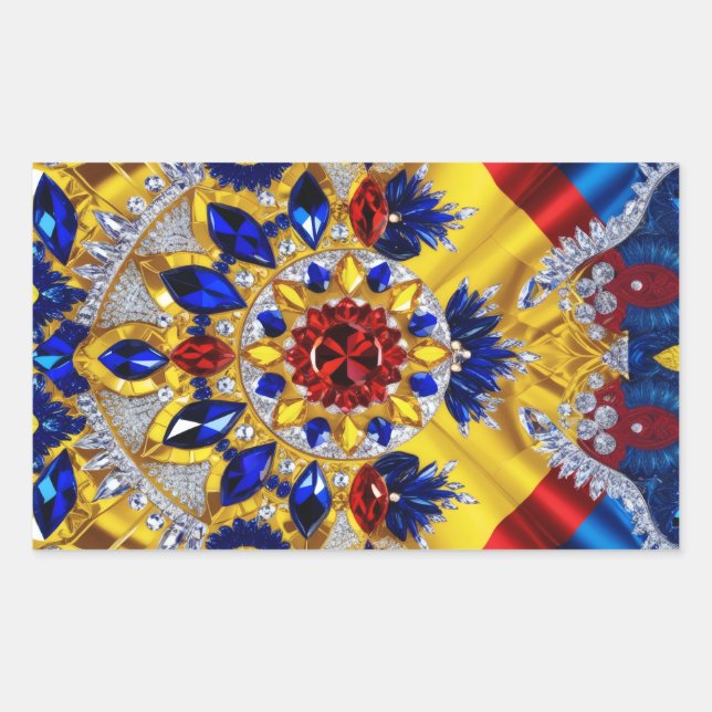 Rectangle sticker with Romanian Colours (Front)