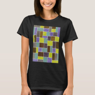 Rectangles And Squares Contemporary White Outline T-Shirt