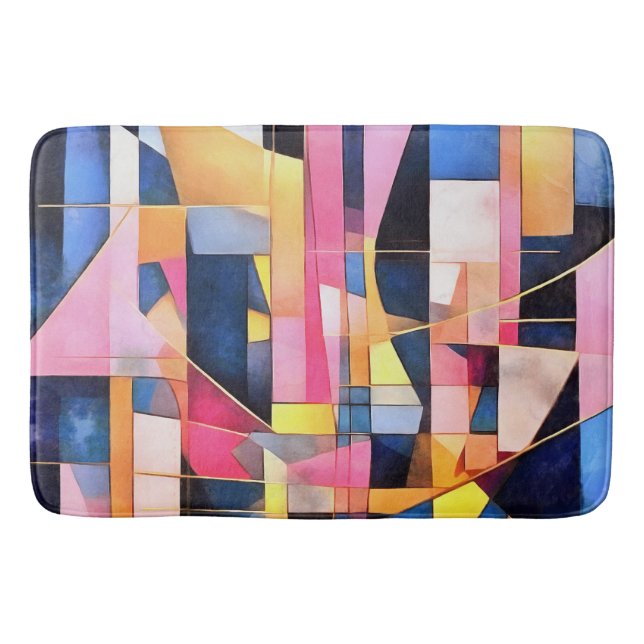 Rectangles and Triangles Geometric Abstract Bath Mat (Front)