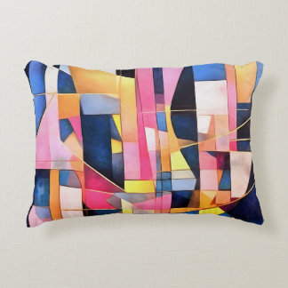 Rectangles and Triangles Geometric Abstract Decorative Cushion
