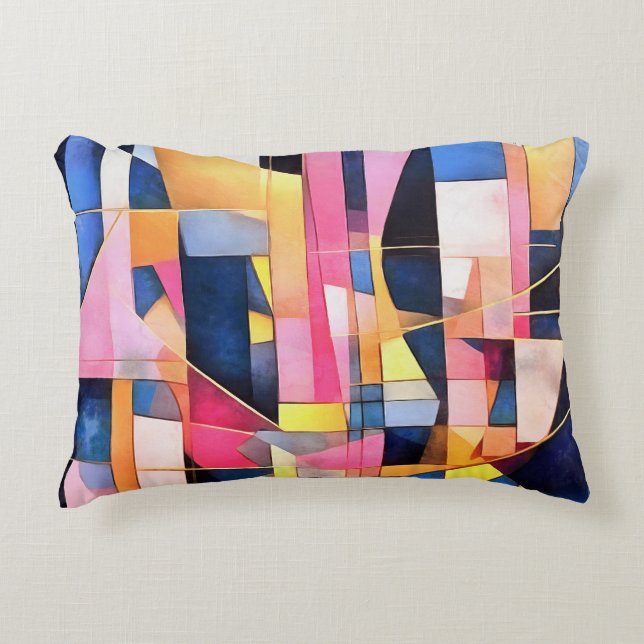 Rectangles and Triangles Geometric Abstract Decorative Cushion (Front)