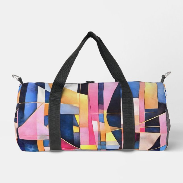 Rectangles and Triangles Geometric Abstract Duffle Bag (Front)
