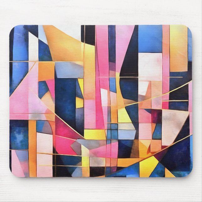 Rectangles and Triangles Geometric Abstract Mouse Mat (Front)