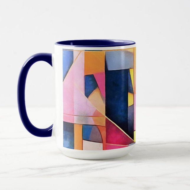 Rectangles and Triangles Geometric Abstract Mug (Left)