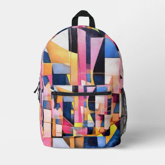Rectangles and Triangles Geometric Abstract Printed Backpack