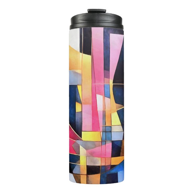 Rectangles and Triangles Geometric Abstract Thermal Tumbler (Front)