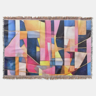 Rectangles and Triangles Geometric Abstract Throw Blanket