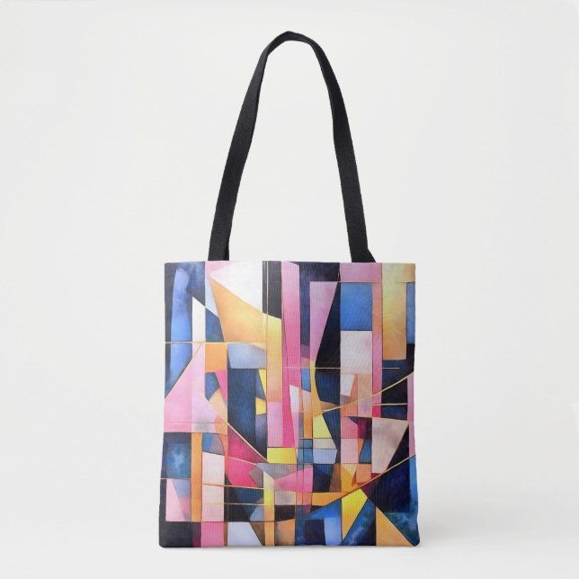 Rectangles and Triangles Geometric Abstract Tote Bag (Front)