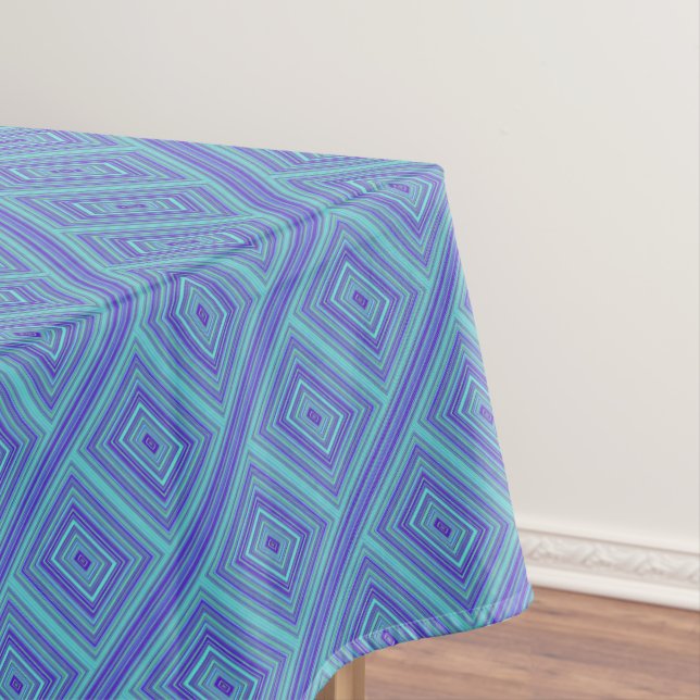Rectangles Green Turquoise Purple Blue Geometric Tablecloth (In Situ)