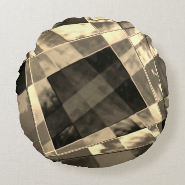 Rectangles inclined in tones timber or beige? round cushion (Front)