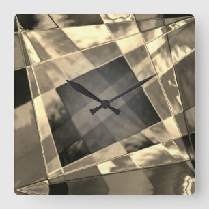 Rectangles inclined in tones timber or beige? square wall clock