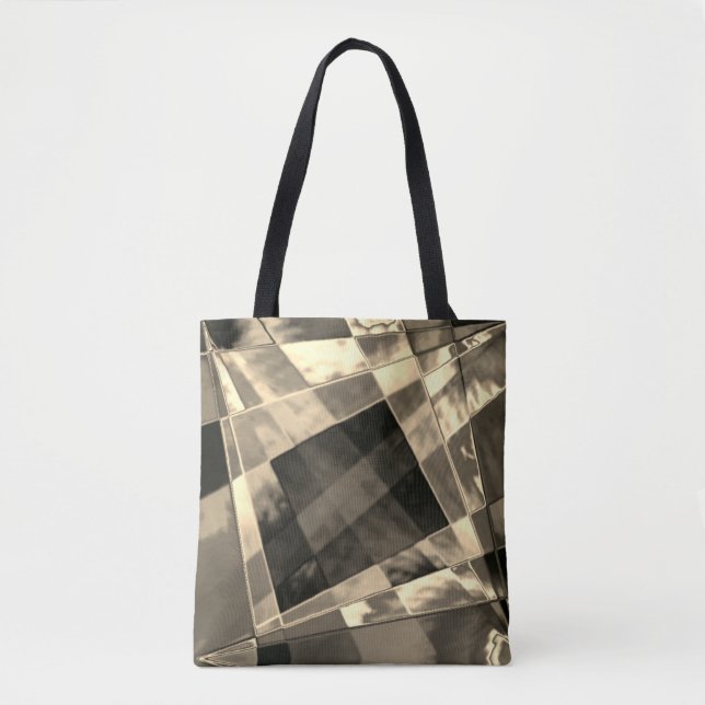 Rectangles inclined in wood or beige tones. tote bag (Front)