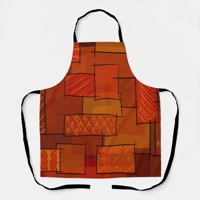 Rectangles, patchwork pattern, doodle. Scrap quilt Apron (Front)