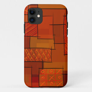 Rectangles, patchwork pattern, doodle. Scrap quilt iPhone 11 Case
