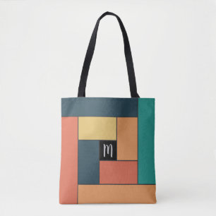 Rectangles Pattern (ver2) with Custom Monogram Tote Bag
