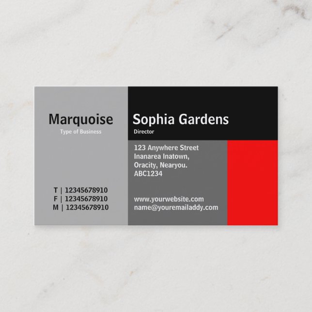 Rectangles - Red Business Card (Front)