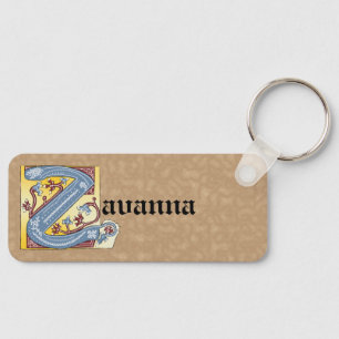 Rectangular Blue and Red Ivy Illuminated Letter Z Key Ring