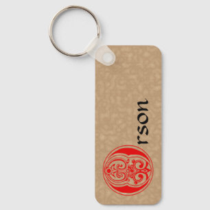 Rectangular Botanical Decorative Capital O Key Ring