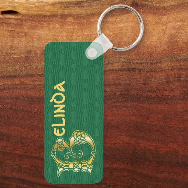 Rectangular Celtic Knot Decorative Capital B Key Ring (Back)