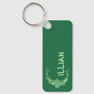 Rectangular Celtic Knot Decorative Capital C Key Ring