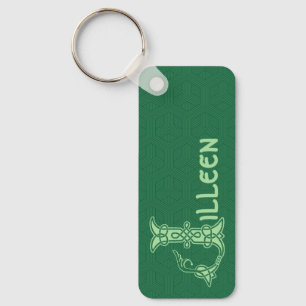 Rectangular Celtic Knot Decorative Capital J Key Ring