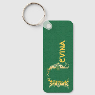Rectangular Celtic Knot Decorative Capital N Key Ring