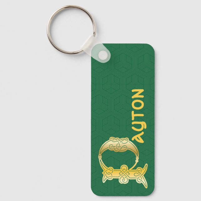 Rectangular Celtic Knot Decorative Capital P Key Ring (Front)
