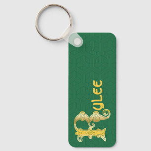 Rectangular Celtic Knot Decorative Capital R Key Ring