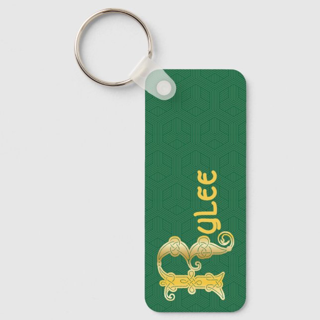 Rectangular Celtic Knot Decorative Capital R Key Ring (Front)