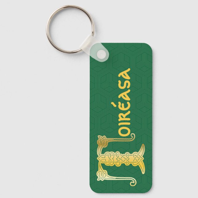 Rectangular Celtic Knot Decorative Capital T Key Ring (Front)