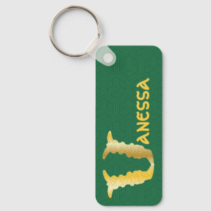 Rectangular Celtic Knot Decorative Capital V Key Ring