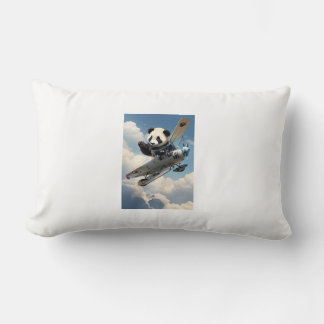 rectangular cushion with panda in a plane