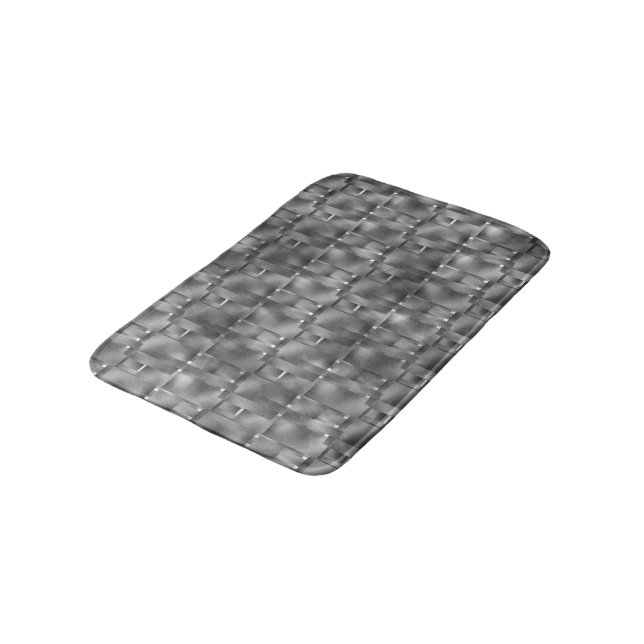 Rectangular forms of grey colour and dark spots bath mat (Angled)