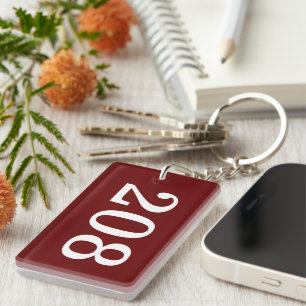 Rectangular hotel room number keychain (two sided)