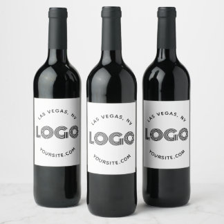 Rectangular Logo Curved Text Wine Label
