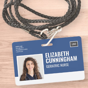 Rectangular Logo Nurse Photo Barcode ID Horizontal Badge