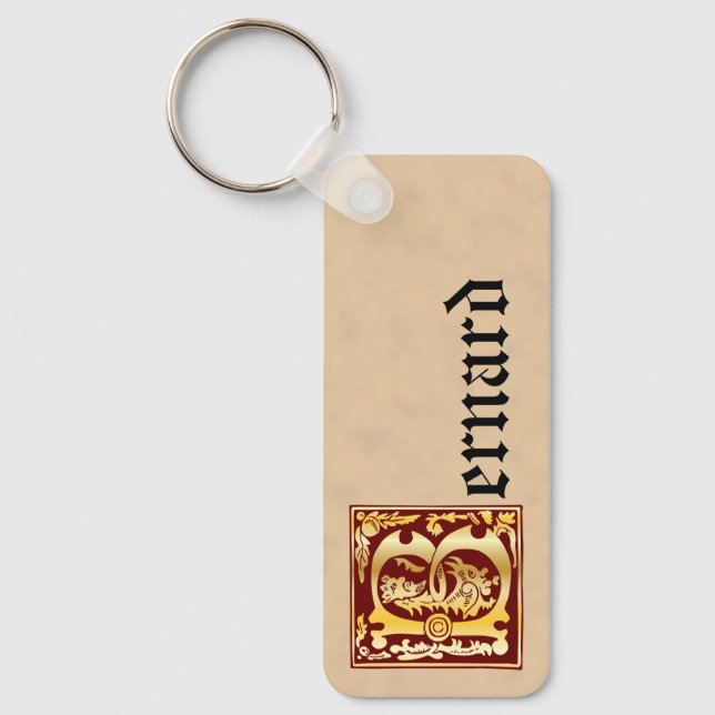 Rectangular Mythic Creatures Decorative Capital B  Key Ring (Front)