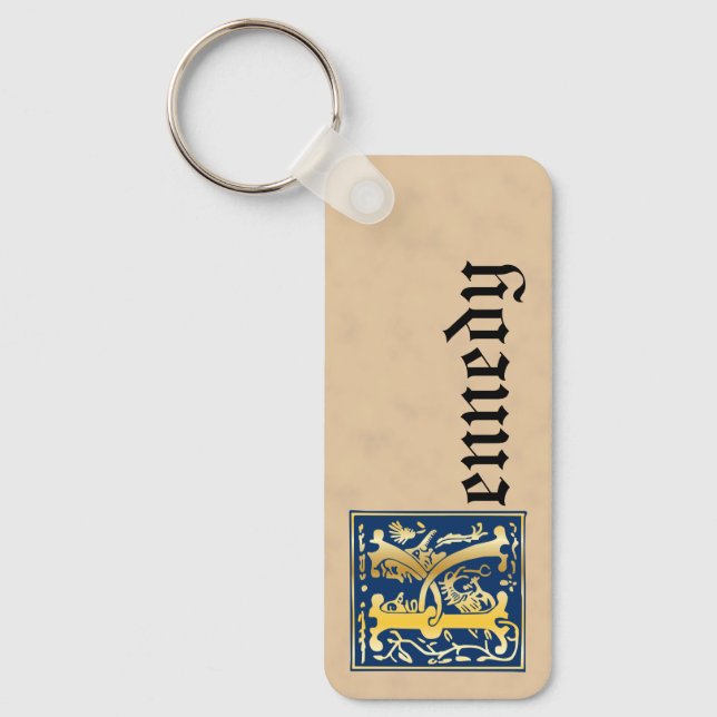 Rectangular Mythic Creatures Decorative Capital K Key Ring (Front)