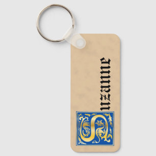 Rectangular Mythic Creatures Decorative Capital S Key Ring
