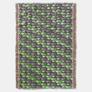 Rectangular pieces carved and stained, grey green throw blanket