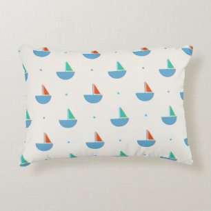Rectangular pillow with sailboat pattern