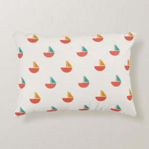 Rectangular pillow with small sailboat pattern
