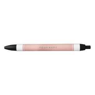 Rectangular Pink Rose Gold Powder Metallic Black Ink Pen